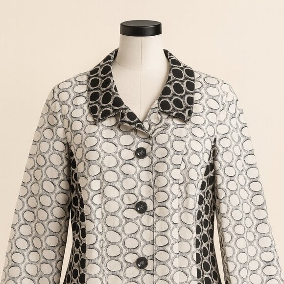 SAMOON Jackets & Blazers - Vintage-Style Floral Embroidered Jacket – Long Sleeve Black Coat